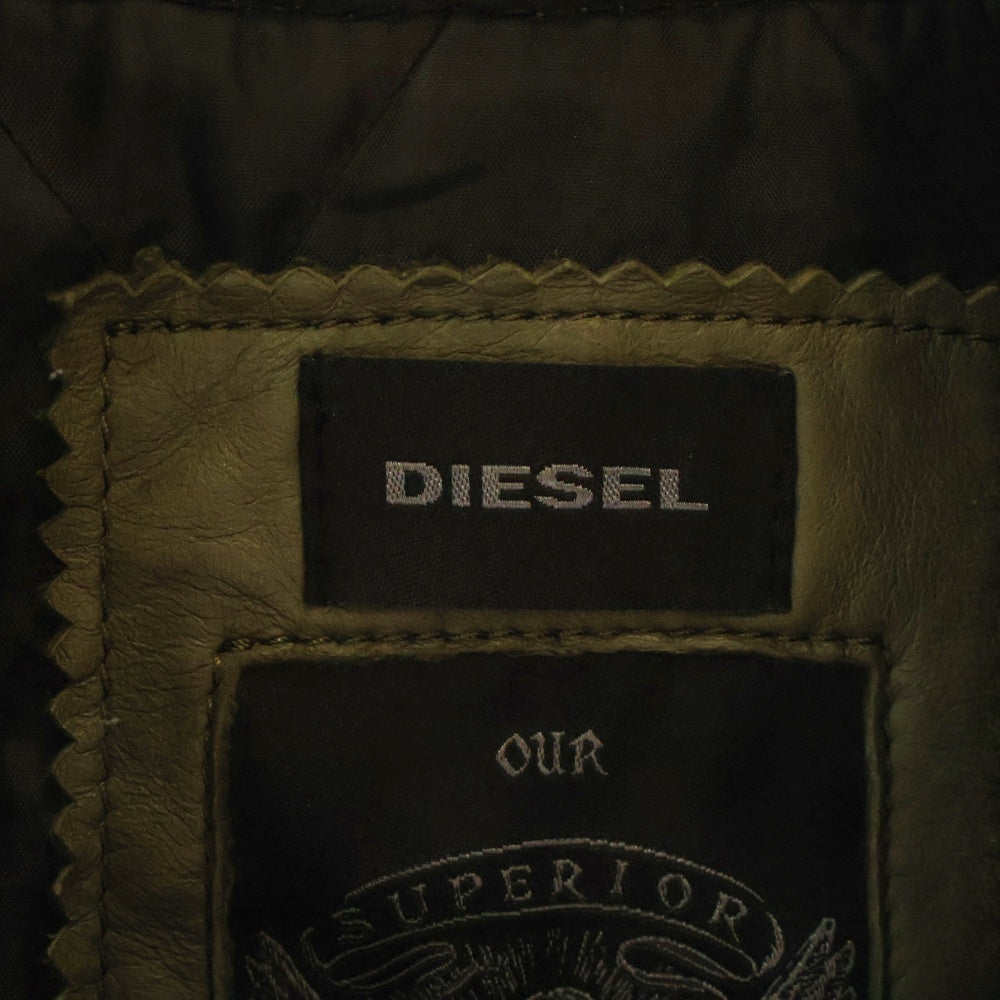DIESEL(ディーゼル) Sheepskin Leather Jacket MA-1 シープスキン レザージャケット カーキ