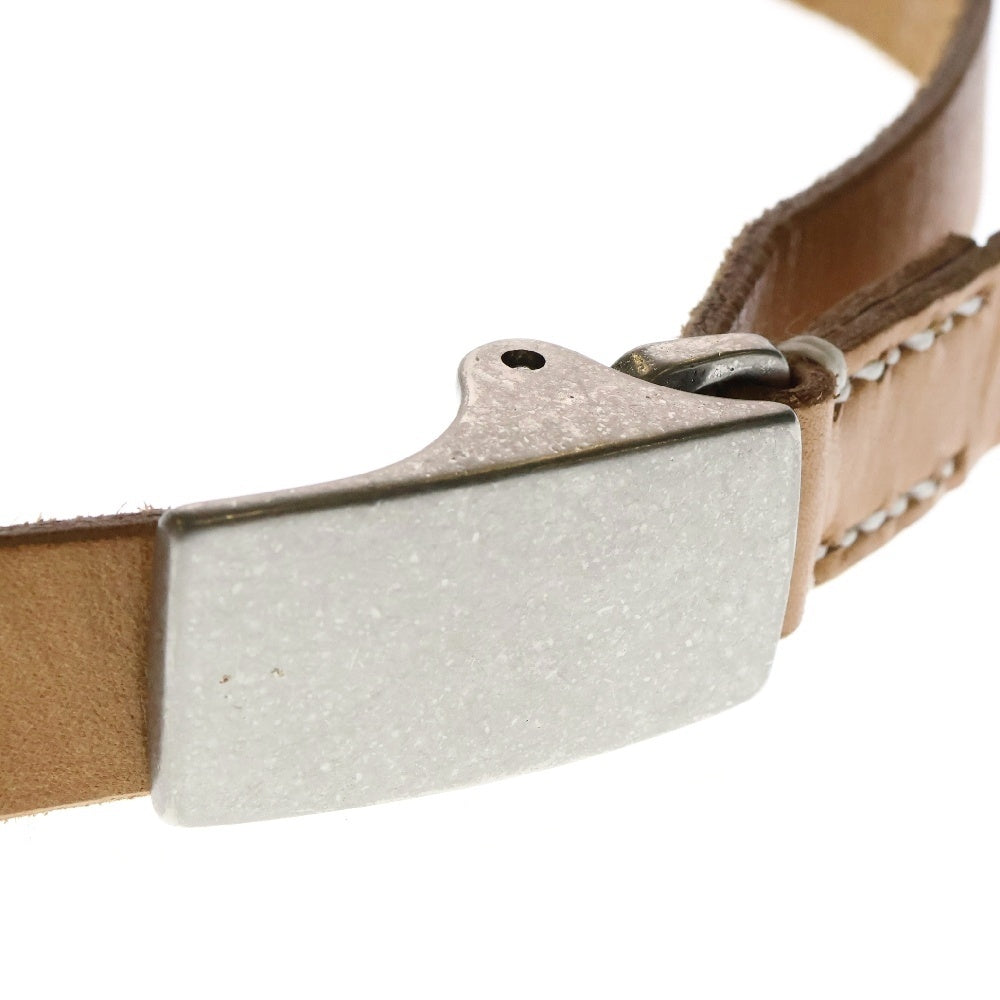 Yohji Yamamoto(ヨウジヤマモト) SOLID BRASS Belt ロゴレザーベルト ベージュ