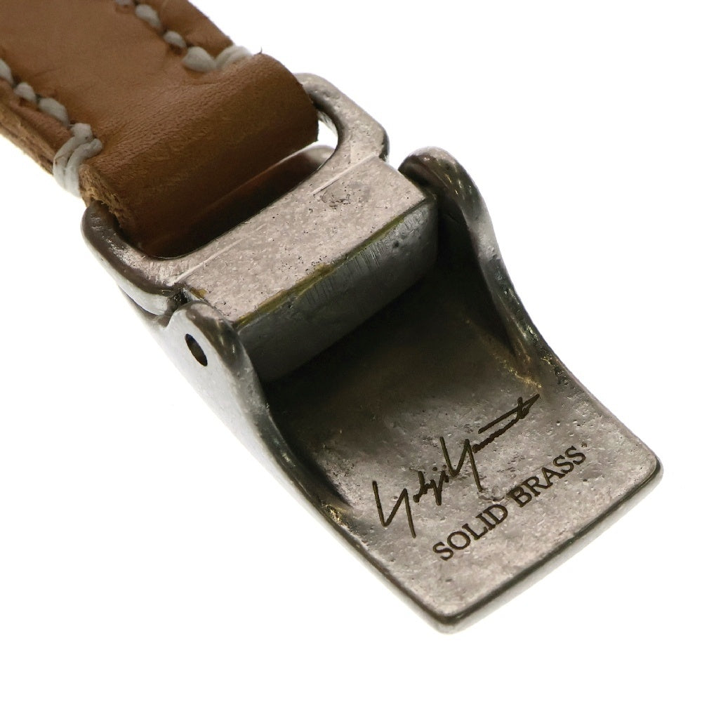 Yohji Yamamoto(ヨウジヤマモト) SOLID BRASS Belt ロゴレザーベルト ベージュ