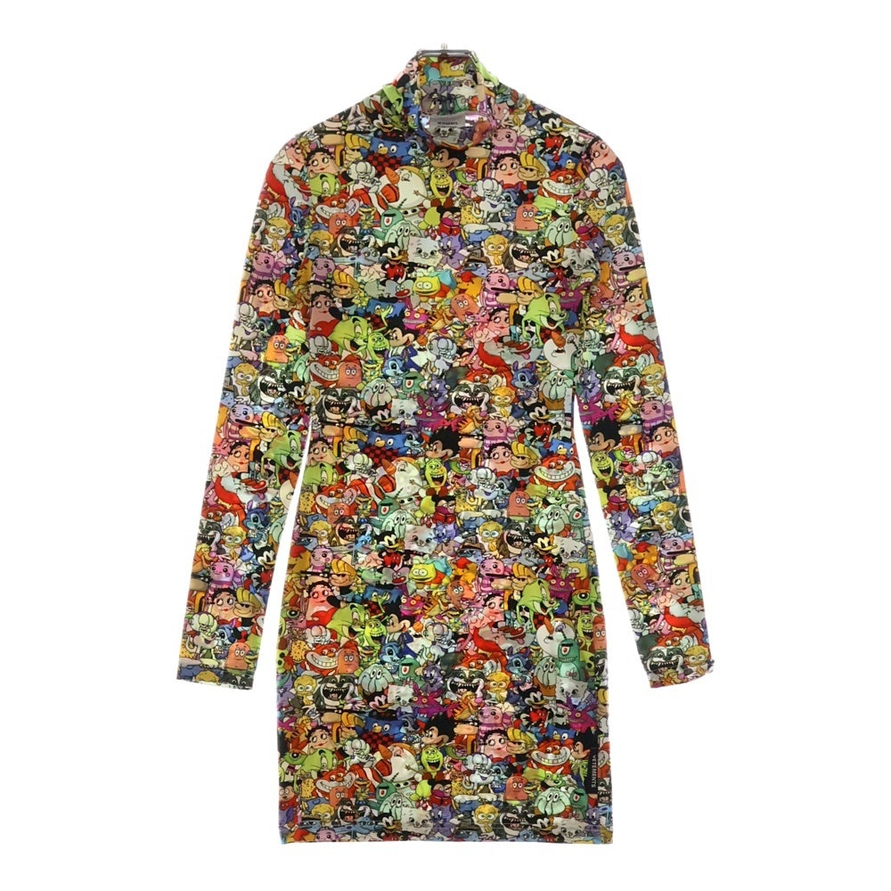 VETEMENTS(ヴェトモン) 20SS All Over Monster Styling Dress 総柄キャラクタープリント ドレス ハイネックトップス マルチ レディース SS20DR295
