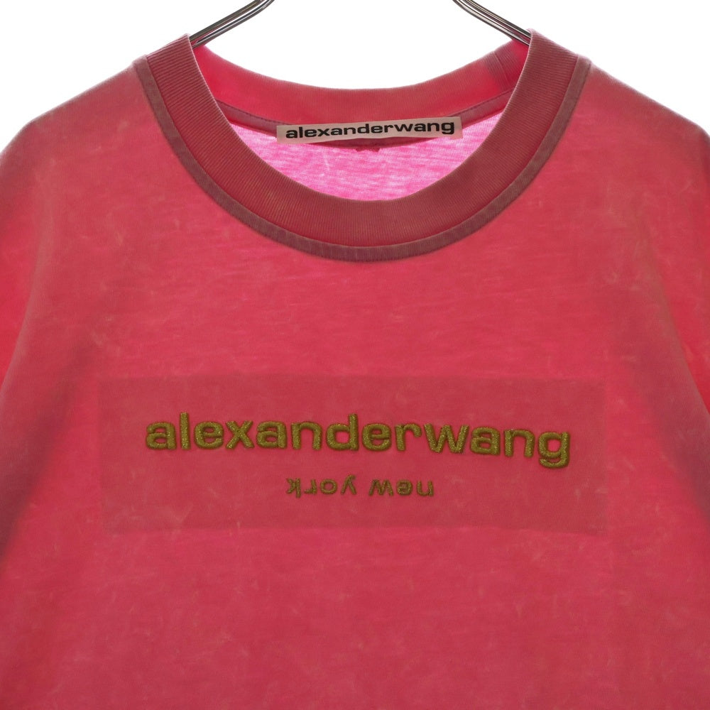 ALEXANDER WANG(アレキサンダーワン) Acid Wash Tee ロゴ刺繍 半袖Tシャツ ピンク