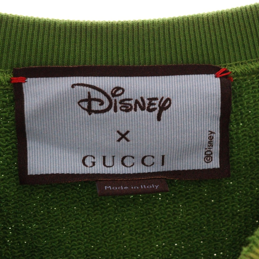 GUCCI(グッチ) ×Disney Donald Duck Sweatshirt ディズニー キャラクタープリント ダメージ加工クルーネックスウェットトレーナー グリーン 634554 XJC8R