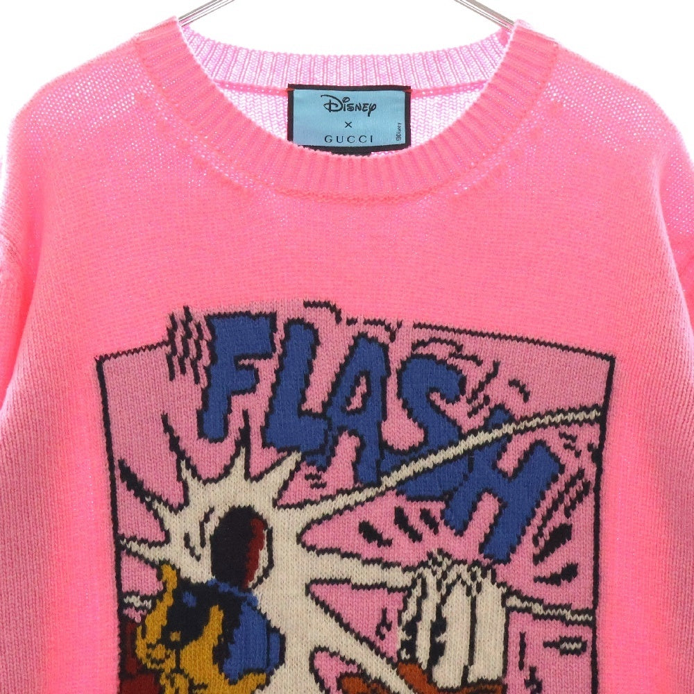 GUCCI(グッチ) ×Disney Donald Duck Sweater ディズニー キャラクタープリント クルーネックニットセーター ピンク 652620 XKBSI