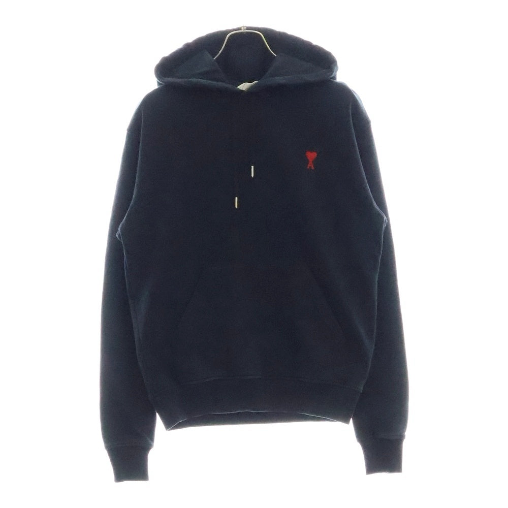 AMI Alexandre Mattiussi(アミアレクサンドルマテュッシ) Hoodie ロゴ刺繍 プルオーバースウェットパーカー フーディー ブラック WFHJ008.730
