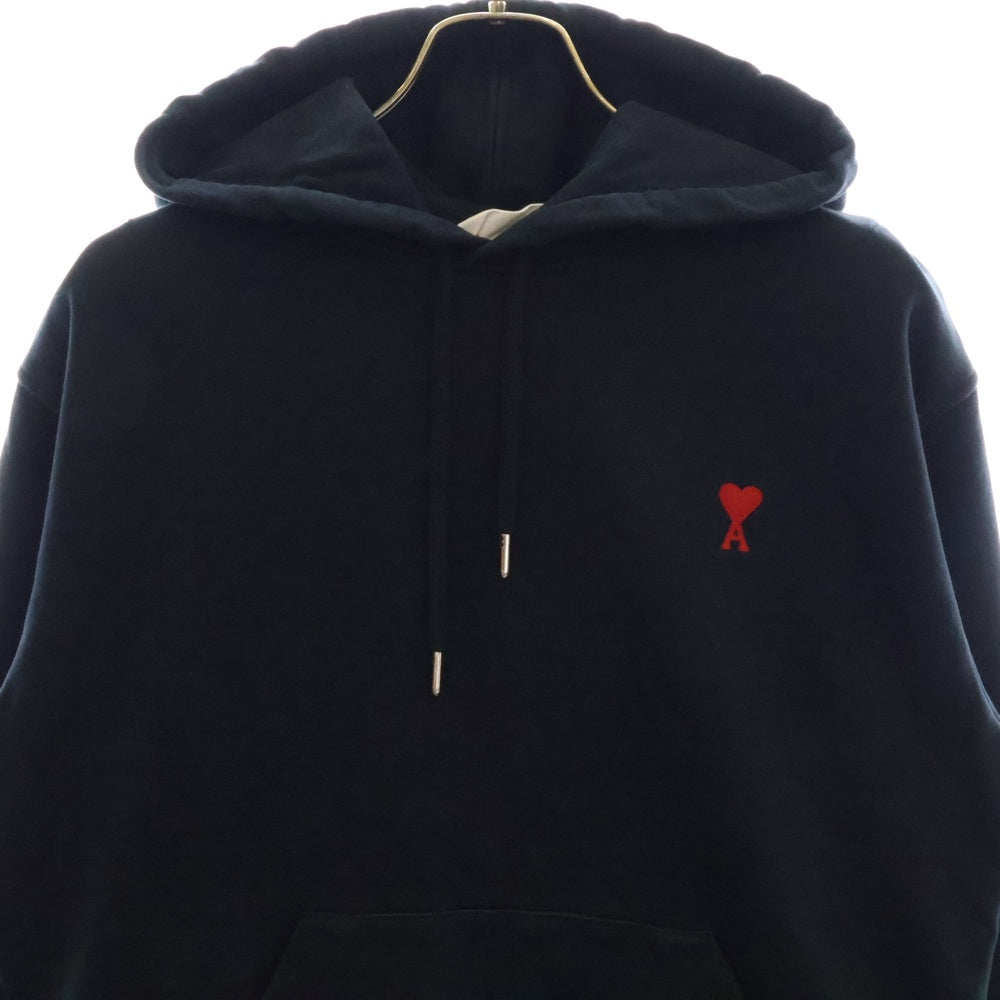 AMI Alexandre Mattiussi(アミアレクサンドルマテュッシ) Hoodie ロゴ刺繍 プルオーバースウェットパーカー フーディー ブラック WFHJ008.730