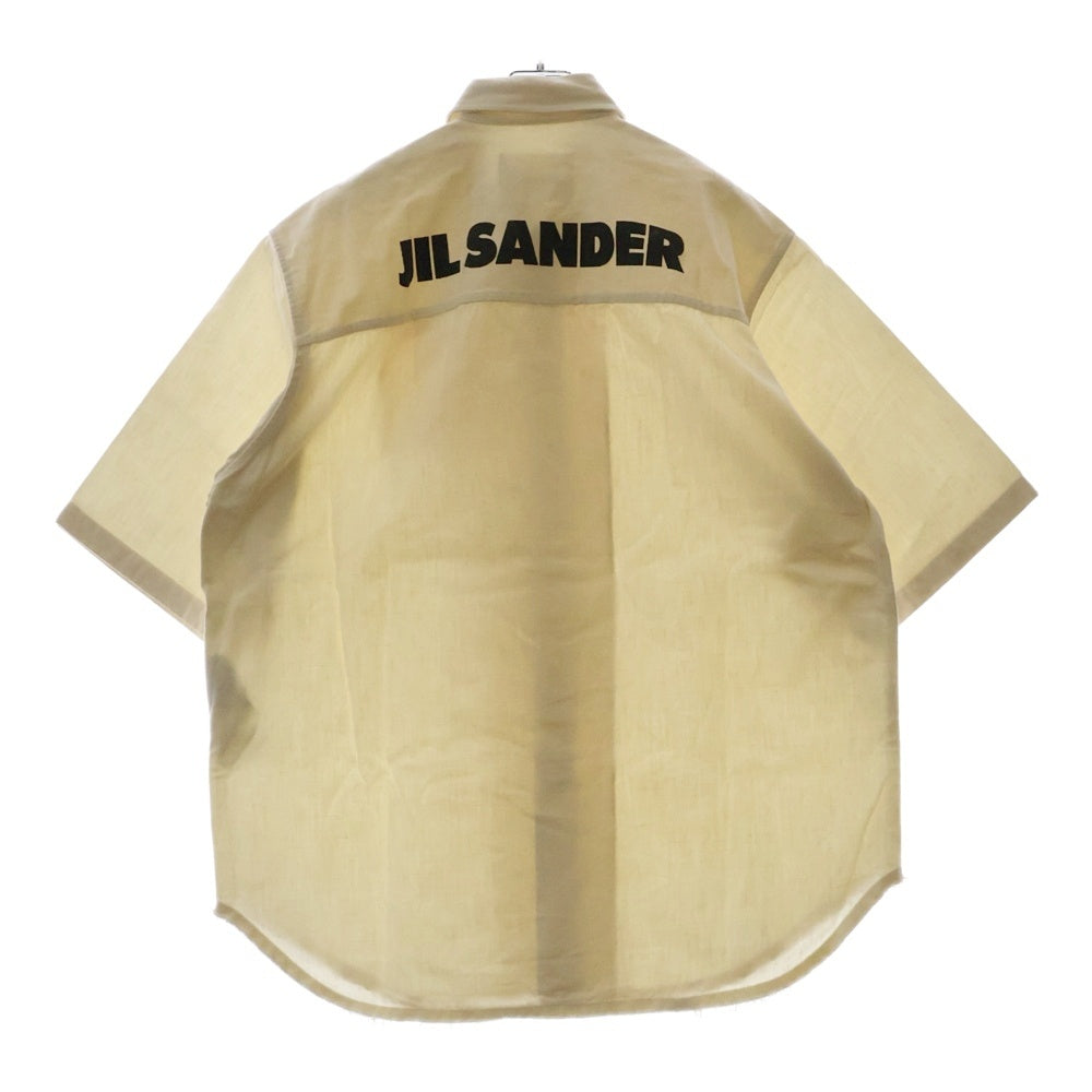 JIL SANDER(ジルサンダー) MALFILE SELVEDGE CANVAS バックロゴ 半袖キャンバスシャツ アイボリー JSMQ744142 MQ240100