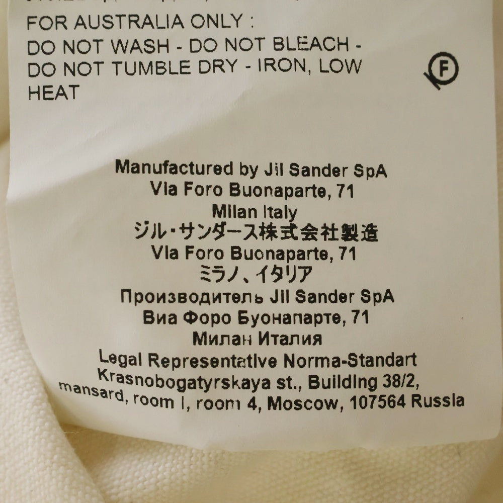 JIL SANDER(ジルサンダー) MALFILE SELVEDGE CANVAS バックロゴ 半袖キャンバスシャツ アイボリー JSMQ744142 MQ240100