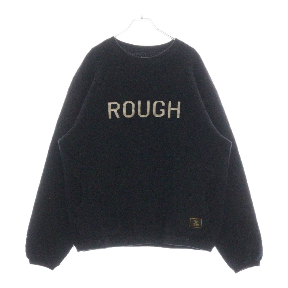 ROUGH AND RUGGED(ラフアンドラゲッド) WOOL BOA SWEAT ウール ボア スウェット フロント刺繍 ブラック