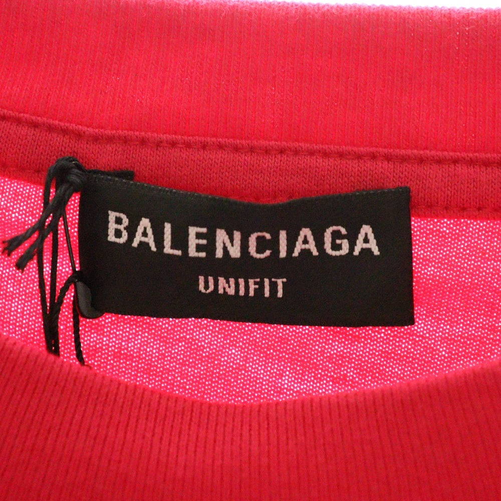 BALENCIAGA(バレンシアガ) 21SS Logo Here Flatground T-Shirt ロゴプリント 半袖Tシャツ ピンク 651795 TKV81