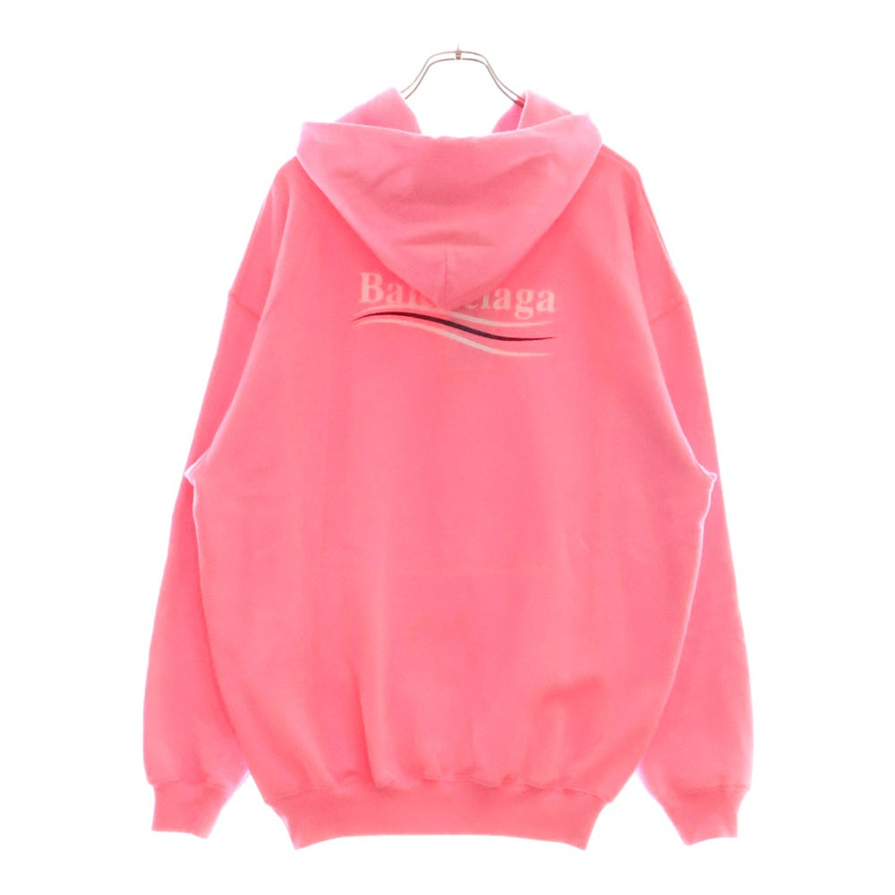 BALENCIAGA(バレンシアガ) Political Campaign Logo Hooded Sweatshirt キャンペーンロゴプリントプルオーバースウェットパーカー フーディー ピンク 578135 TJVD4