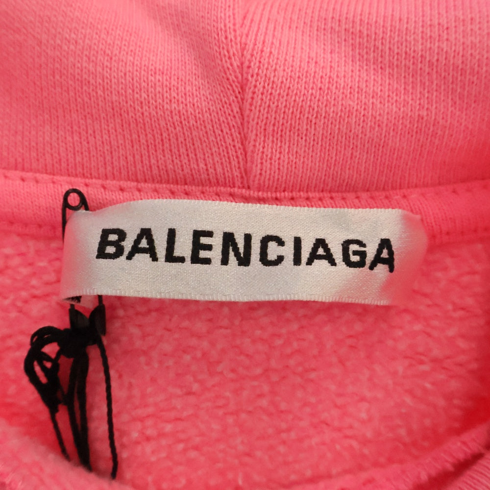 BALENCIAGA(バレンシアガ) Political Campaign Logo Hooded Sweatshirt キャンペーンロゴプリントプルオーバースウェットパーカー フーディー ピンク 578135 TJVD4