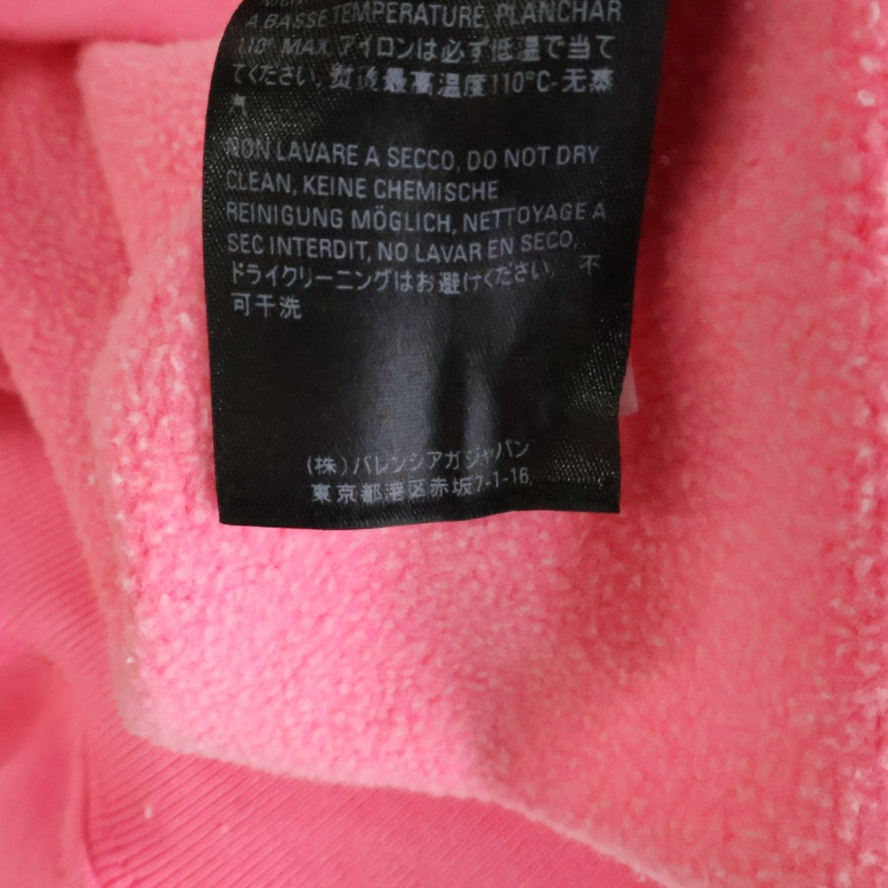 BALENCIAGA(バレンシアガ) Political Campaign Logo Hooded Sweatshirt キャンペーンロゴプリントプルオーバースウェットパーカー フーディー ピンク 578135 TJVD4
