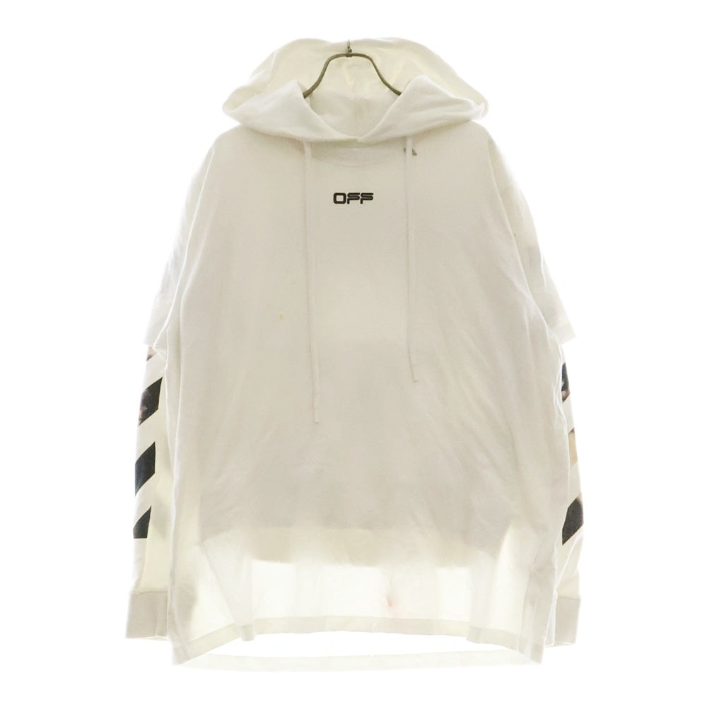 OFF-WHITE(オフホワイト) 20SS Caravaggio Arrow Laeyard Hoodie カラヴァッジョ レイヤード プルオーバースウェットパーカー フーディー ホワイト OMAB033S20185004