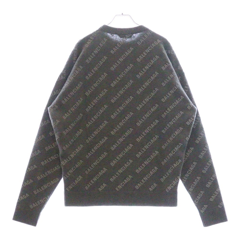 BALENCIAGA(バレンシアガ) オールオーバーロゴ 総柄 ニットセーター 734009 T4127 グレー