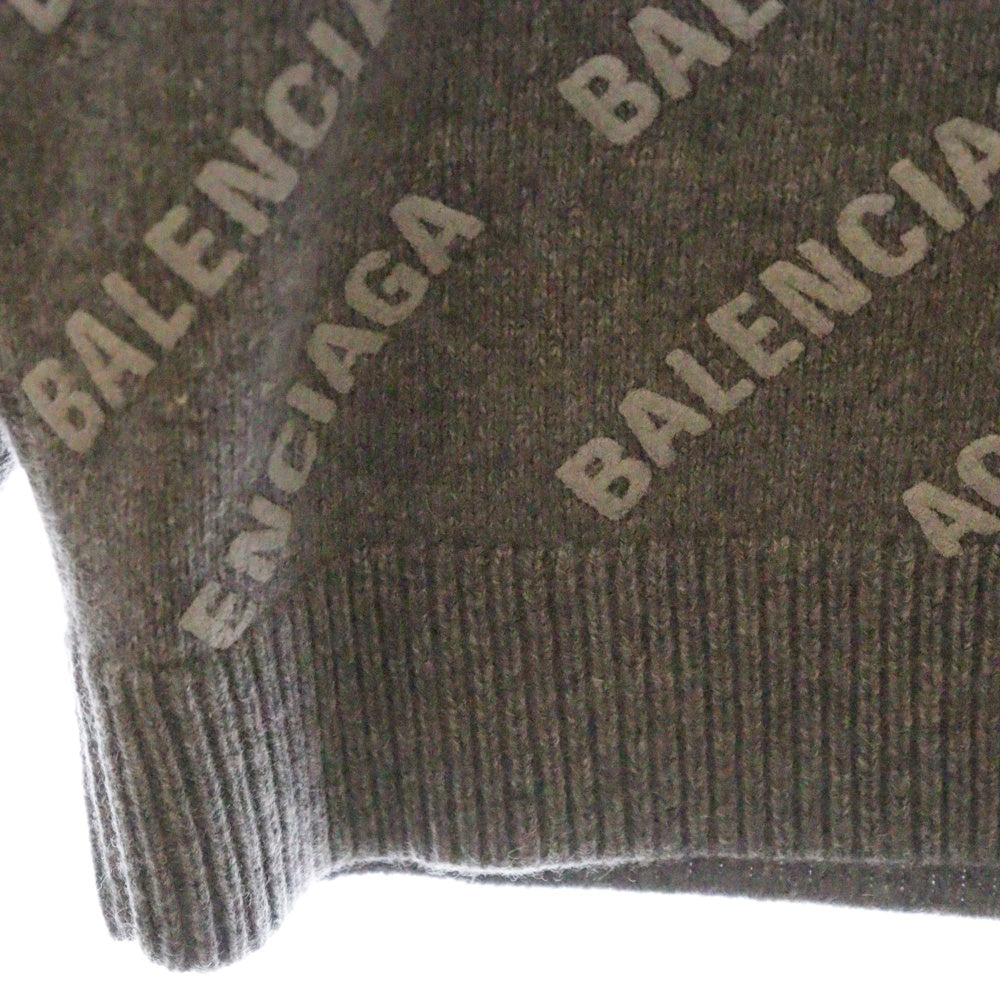 BALENCIAGA(バレンシアガ) オールオーバーロゴ 総柄 ニットセーター 734009 T4127 グレー