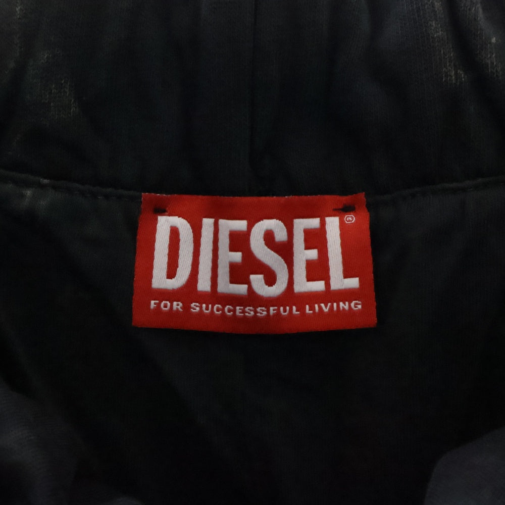 DIESEL(ディーゼル) P-MARKLE ロゴ刺繍 ウォッシュド加工 ワイドスウェットパンツ ブラック A16323