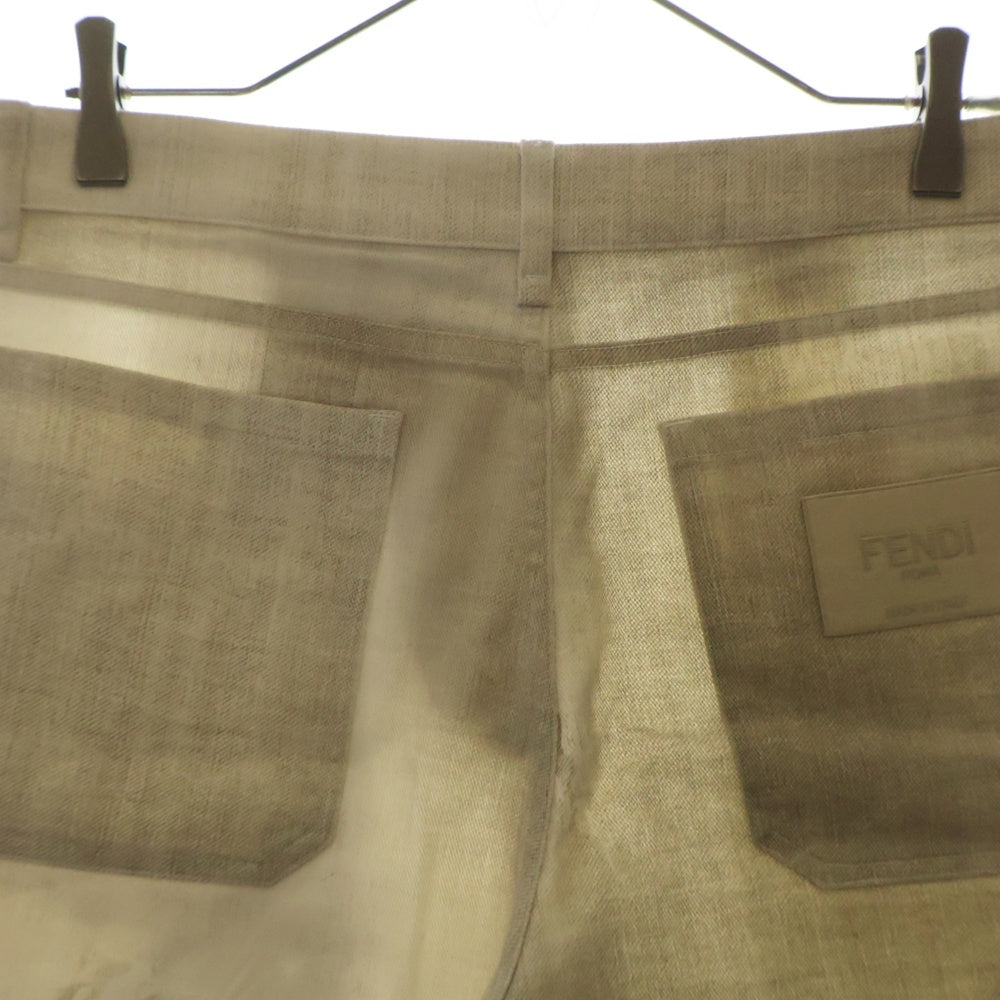 FENDI(フェンディ) 23SS Bermudas Beige denim trouserss デニムショートパンツ ハーフパンツ ベージュ FLP307 AMYU