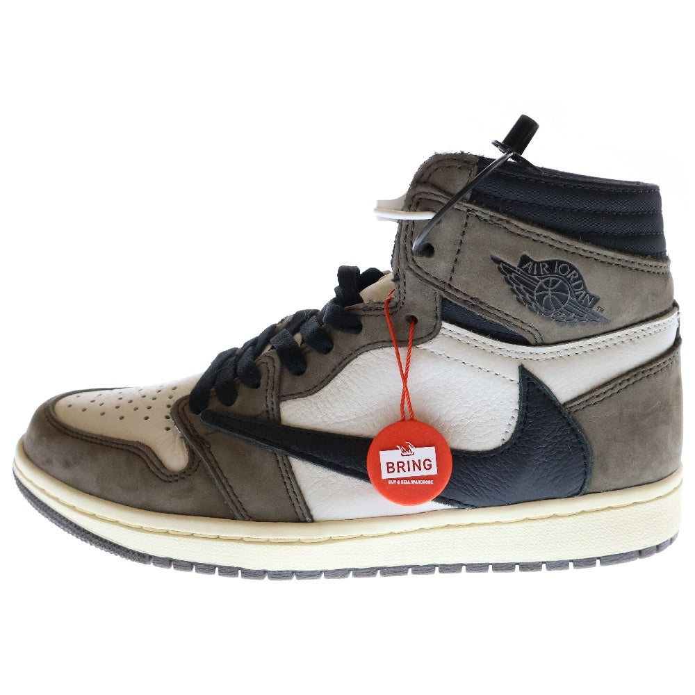 NIKE(ナイキ) ×TRAVIS SCOTT AIR JORDAN 1 RETRO HIGH OG TS SP トラヴィススコット エアジョーダン1 ハイカットスニーカー ブラウン/ホワイト US7.5/25.5cm CD4487-100