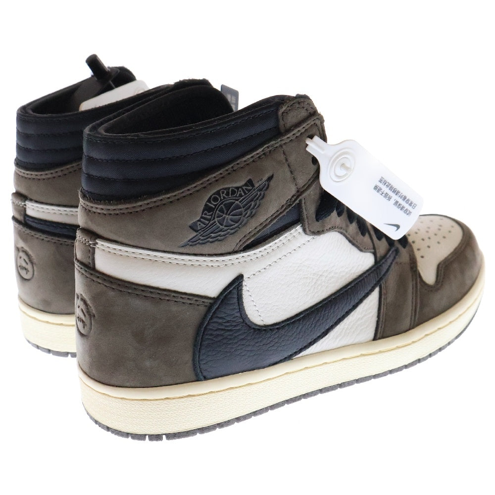NIKE(ナイキ) ×TRAVIS SCOTT AIR JORDAN 1 RETRO HIGH OG TS SP トラヴィススコット エアジョーダン1 ハイカットスニーカー ブラウン/ホワイト US7.5/25.5cm CD4487-100