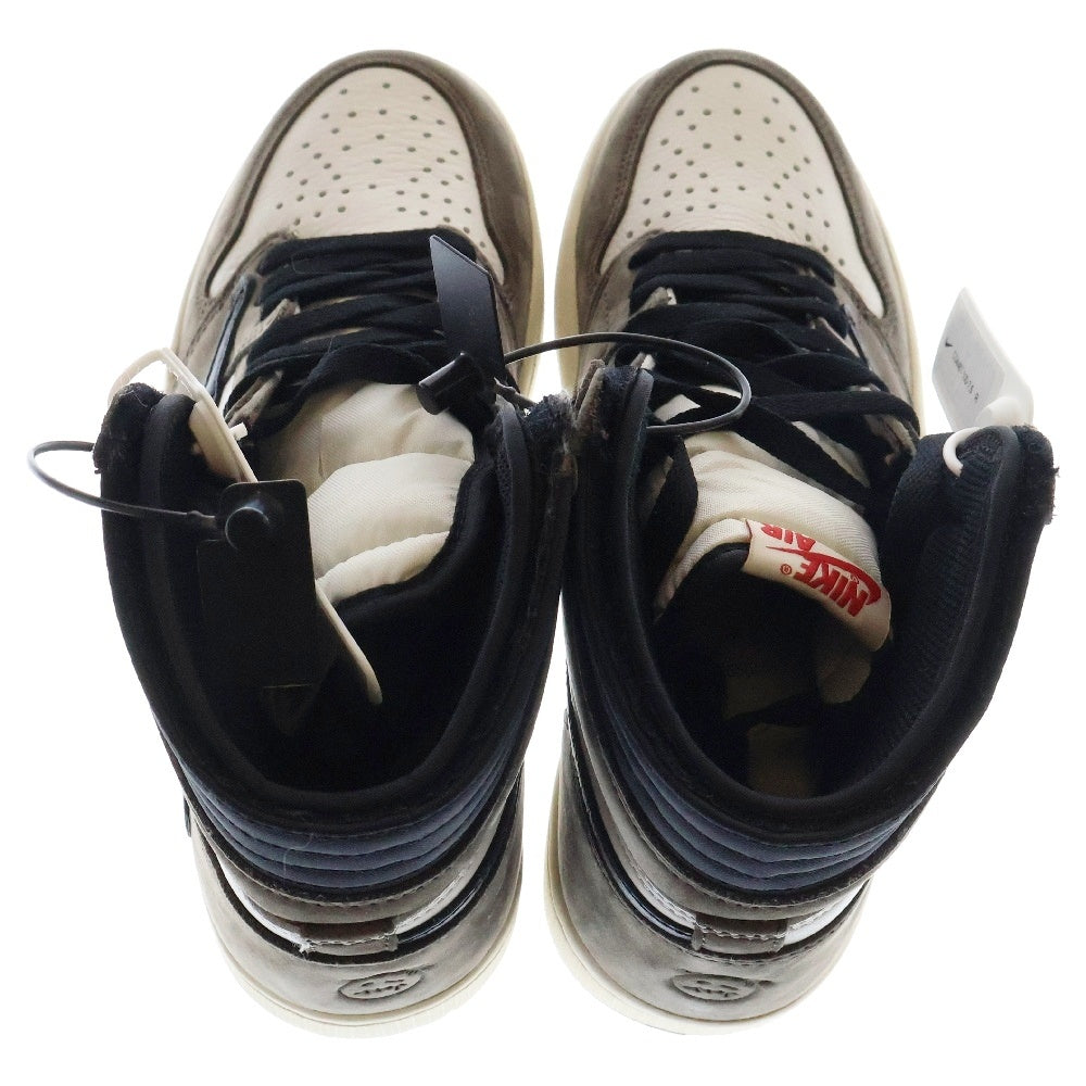 NIKE(ナイキ) ×TRAVIS SCOTT AIR JORDAN 1 RETRO HIGH OG TS SP トラヴィススコット エアジョーダン1 ハイカットスニーカー ブラウン/ホワイト US7.5/25.5cm CD4487-100