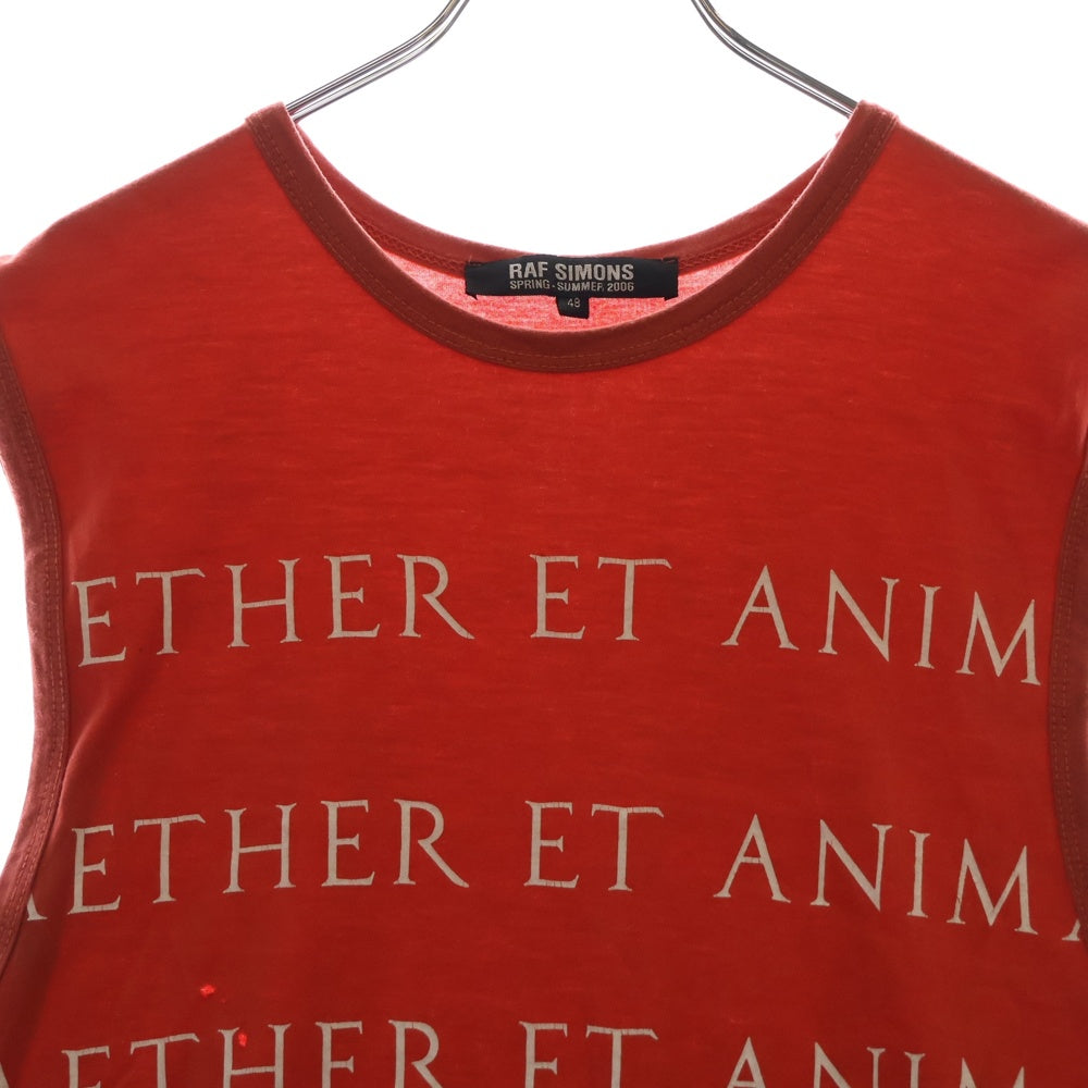 RAF SIMONS(ラフシモンズ) 06SS MESSAGE TANK-TOP メッセージ フロントプリント ノースリーブTシャツ タンクトップ オレンジ