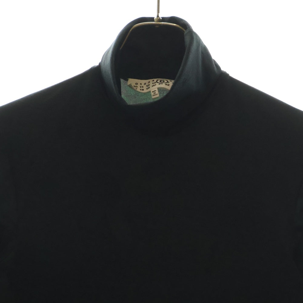 MM6 Maison Margiela(エムエムシックスメゾンマルジェラ) 23AW Printed Long-Sleeve Turtle Neck Top 総柄タートルネック長袖Tシャツ インナー ブラック レディース S62NH0019 S24636