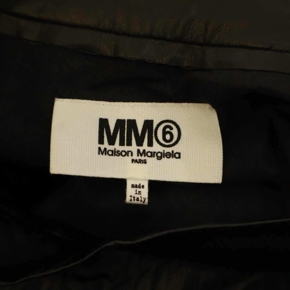 MM6 Maison Margiela(エムエムシックスメゾンマルジェラ) 22AW Fake Leather Pleated skirt コーティング フェイクレザープリーツスカート ブラック レディース S52MA0095 S53057
