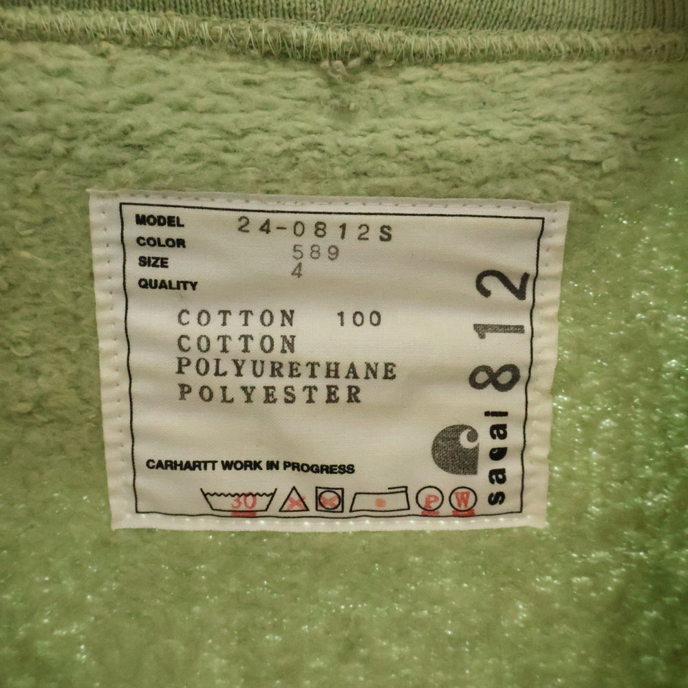 Sacai(サカイ) 24SS ×Carhartt Isetan Exclusive Hoodie カーハート ジップアップスウェットパーカー フーディー グリーン 24-0812S
