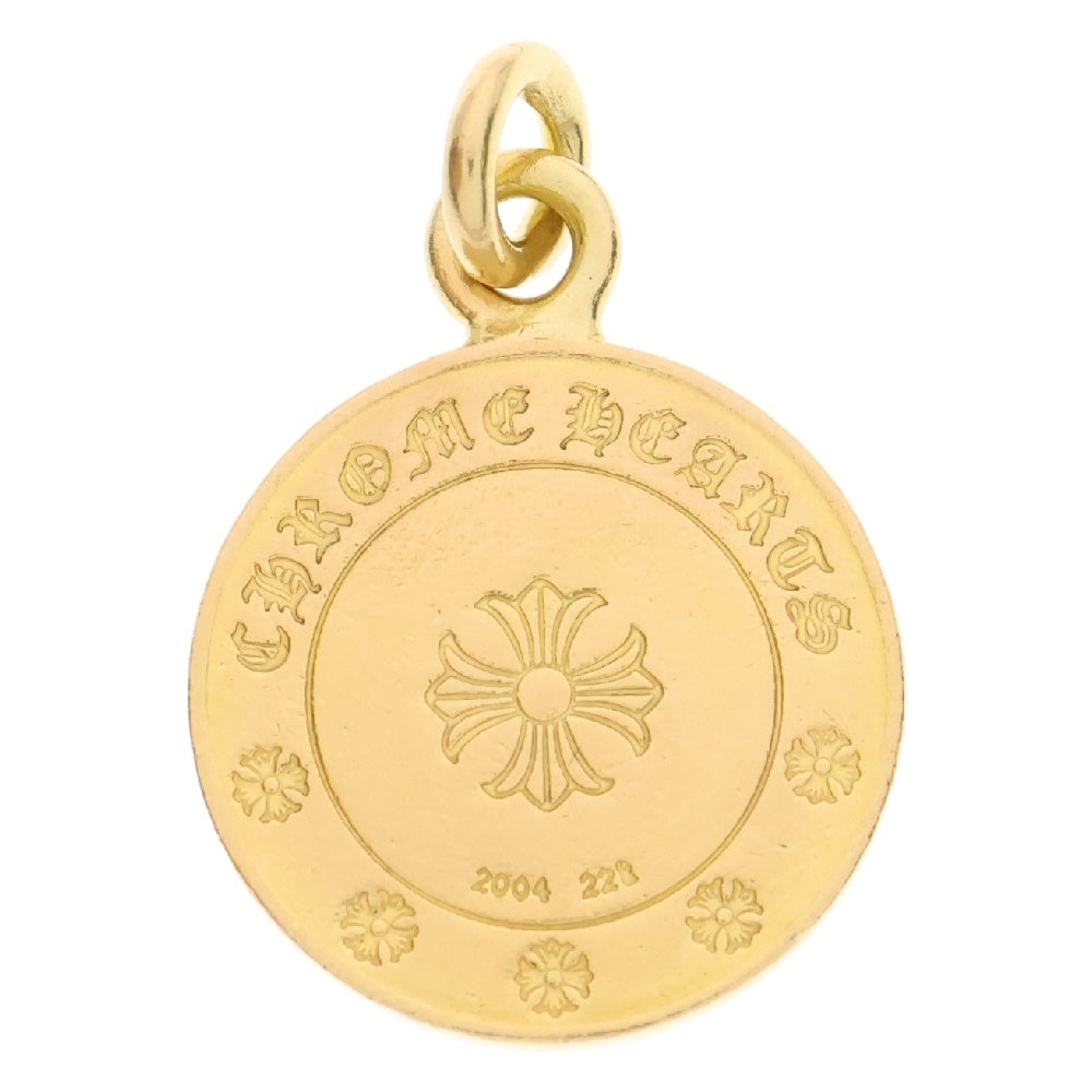 CHROME HEARTS(クロムハーツ) 22K CHRM ANGL MDL P/DIA エンジェルメダル PAVEダイヤ ペンダントトップ ゴールド