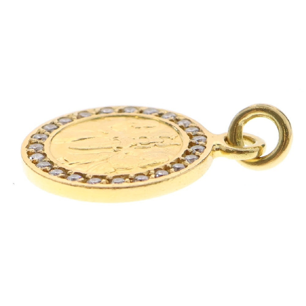 CHROME HEARTS(クロムハーツ) 22K CHRM ANGL MDL P/DIA エンジェルメダル PAVEダイヤ ペンダントトップ ゴールド