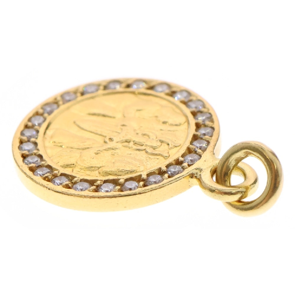 CHROME HEARTS(クロムハーツ) 22K CHRM ANGL MDL P/DIA エンジェルメダル PAVEダイヤ ペンダントトップ ゴールド