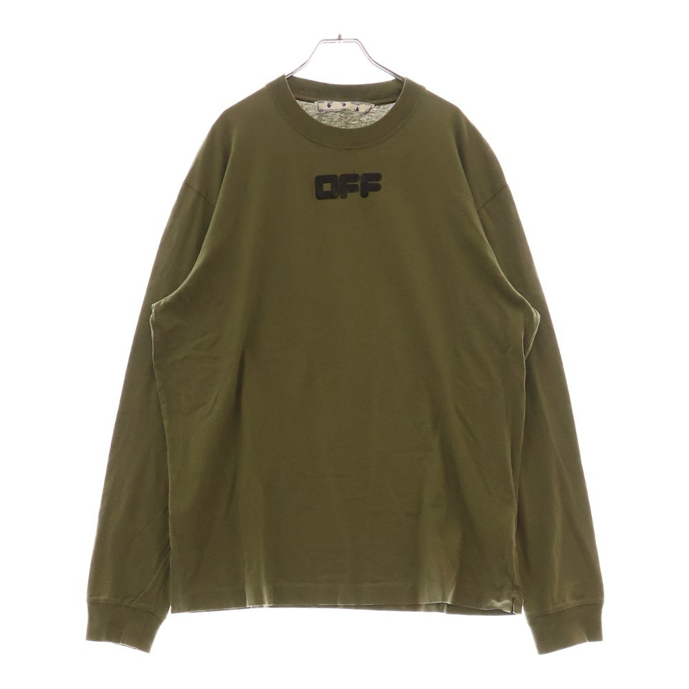 OFF-WHITE(オフホワイト) 21AW L/S T-Shirt ロゴプリント 長袖Tシャツ ロンT カーキ OMAB064F21JER005