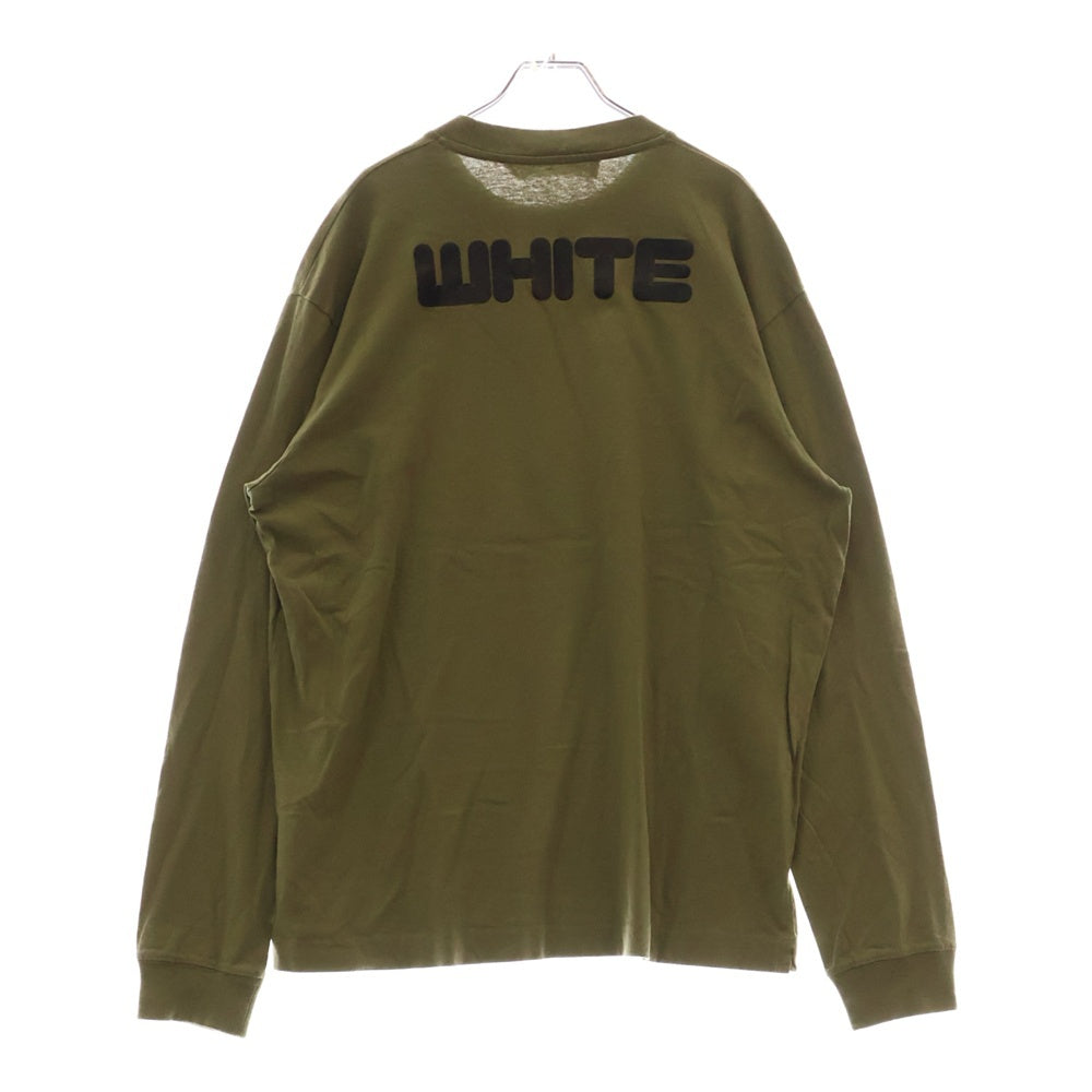OFF-WHITE(オフホワイト) 21AW L/S T-Shirt ロゴプリント 長袖Tシャツ ロンT カーキ OMAB064F21JER005