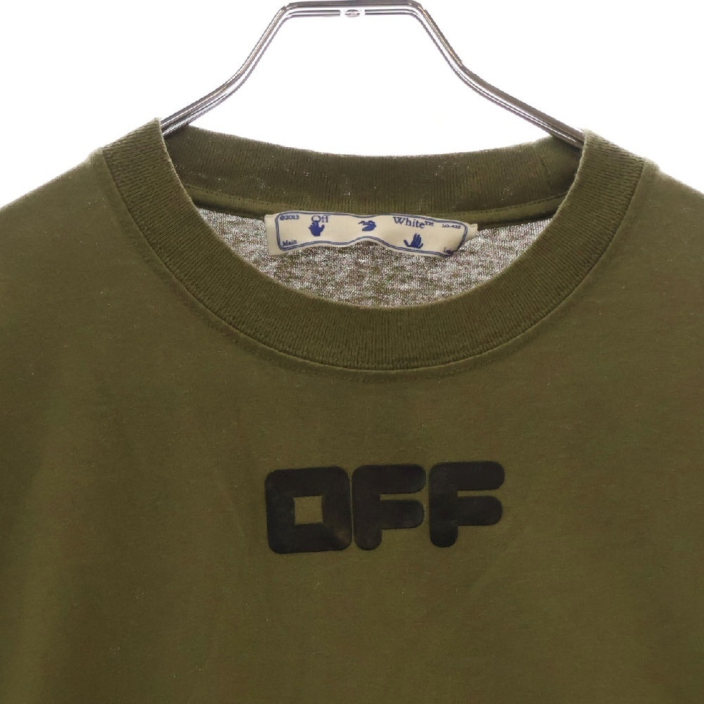 OFF-WHITE(オフホワイト) 21AW L/S T-Shirt ロゴプリント 長袖Tシャツ ロンT カーキ OMAB064F21JER005