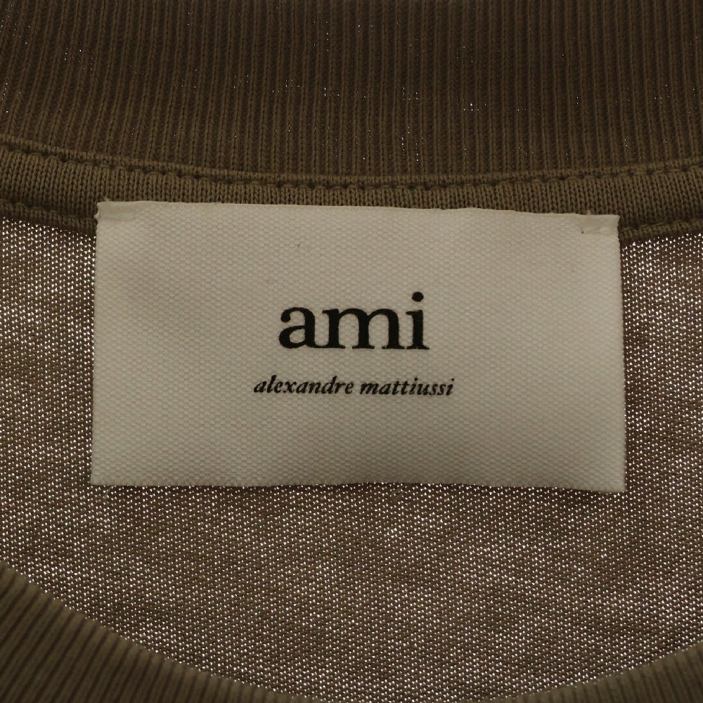 AMI Alexandre Mattiussi(アミアレクサンドルマテュッシ) AMI DE COEUR T-Shirt ロゴ刺繍 半袖Tシャツ ベージュ UTS025.726