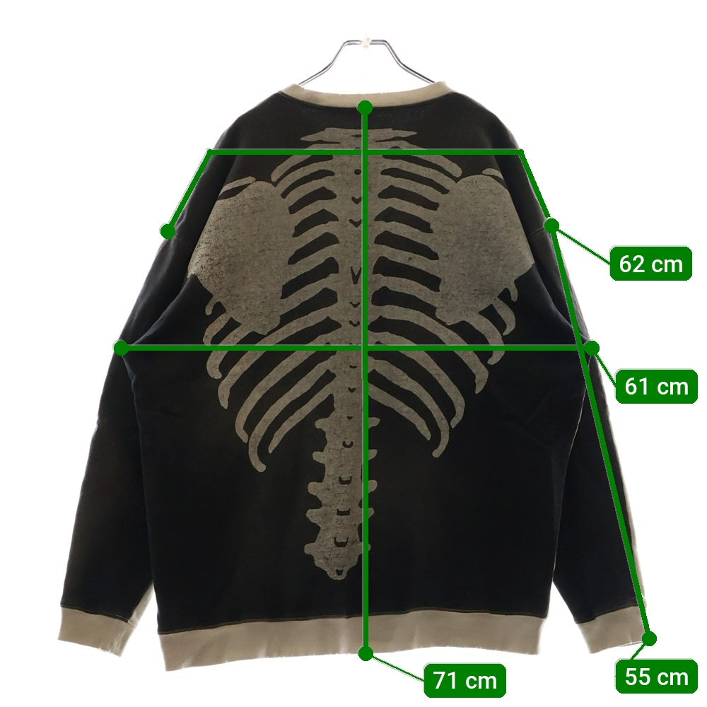KAPITAL(キャピタル) TWO-TONE SKELETON CREWNECK ボーンプリント クルーネックスウェットトレーナー グレー KOR810LC01