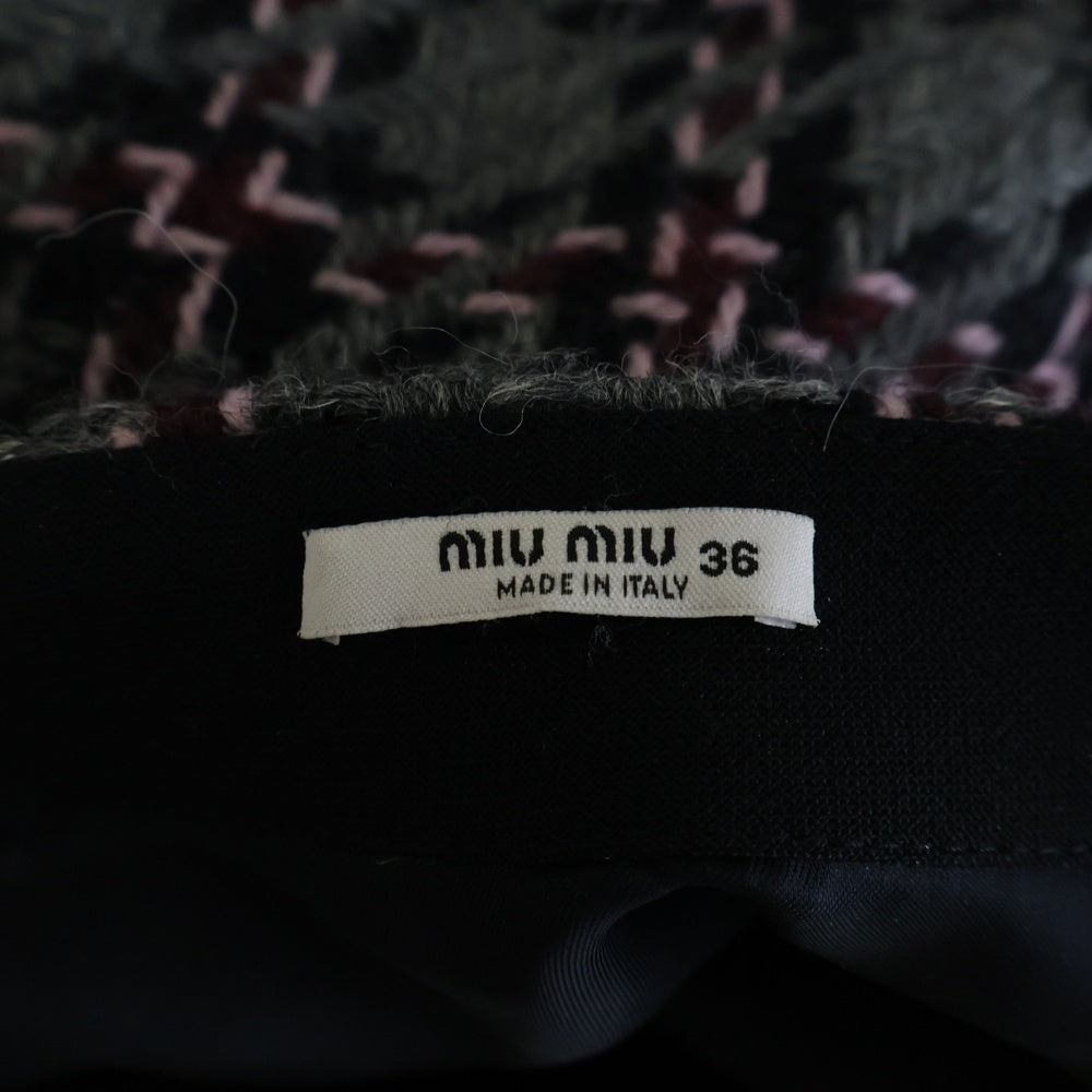 miumiu(ミュウミュウ) 15AW Tweed Mini Skirt ツイード ウールミニスカート グレー レディース
