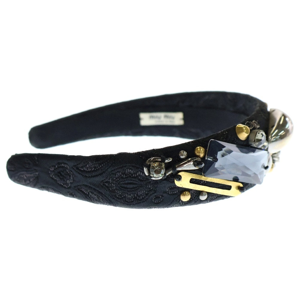 miumiu(ミュウミュウ) Bijou Hairband ビジュー ヘアバンド カチューシャ ブラック レディース
