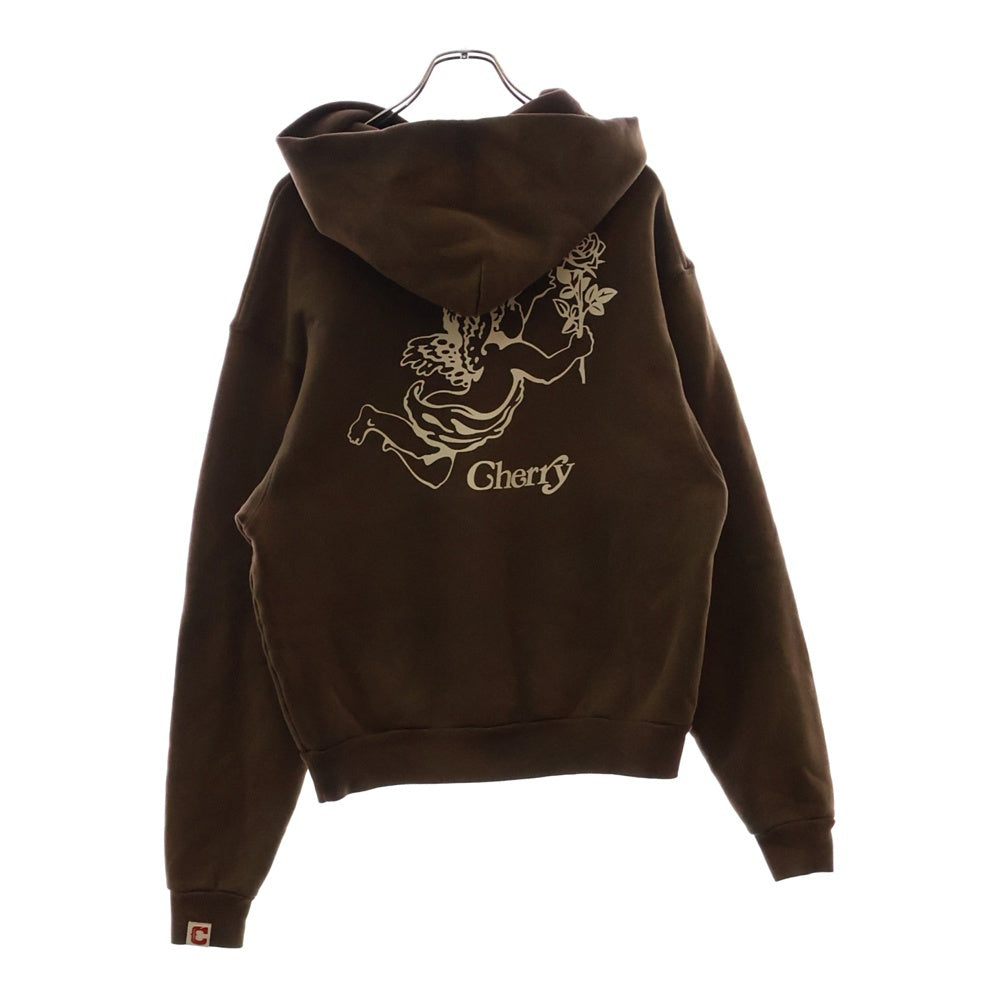 Girls Don't Cry(ガールズドントクライ) 25SS × Cherry Angel ×チェリーエンジェル プリントデザイン プルオーバーパーカー フーディ ブラウン
