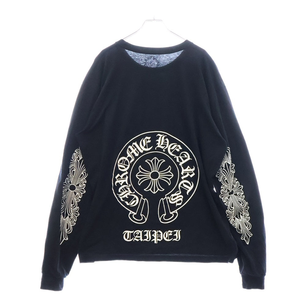 CHROME HEARTS(クロムハーツ) Back Horseshoe L/S 台湾限定 バックホースシュー 袖フローラル ロングスリーブ カットソー ロンT 長袖Tシャツ ブラック
