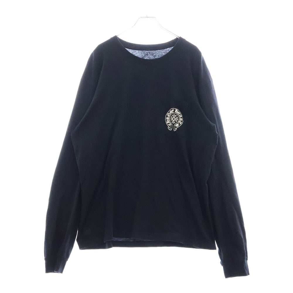 CHROME HEARTS(クロムハーツ) Back Horseshoe L/S 台湾限定 バックホースシュー 袖フローラル ロングスリーブ カットソー ロンT 長袖Tシャツ ブラック