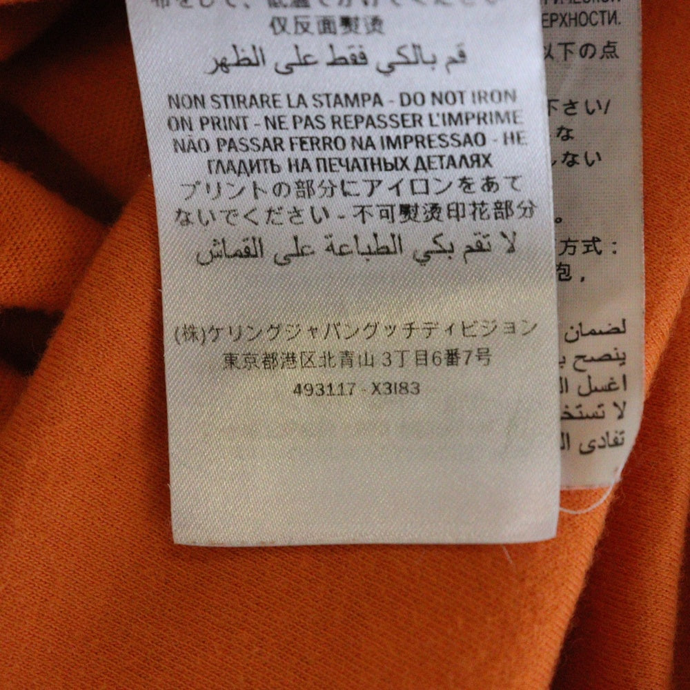 GUCCI(グッチ) グリッターロゴ ヴィンテージ加工 半袖Tシャツ オレンジ 493117 X3183