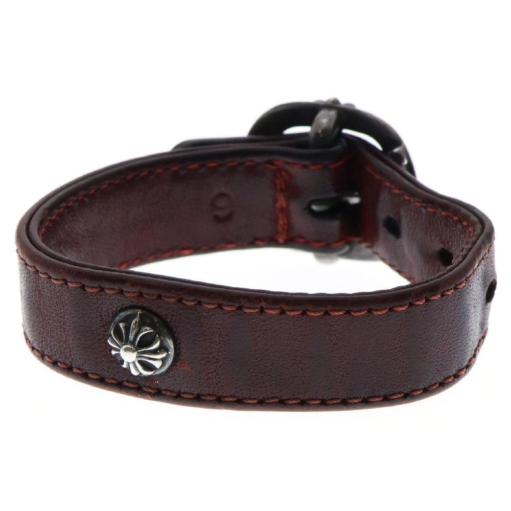 CHROME HEARTS(クロムハーツ) GUNSLINGER ガンスリンガー クロスボール レザーブレスレット ブラウン/シルバー BCA146