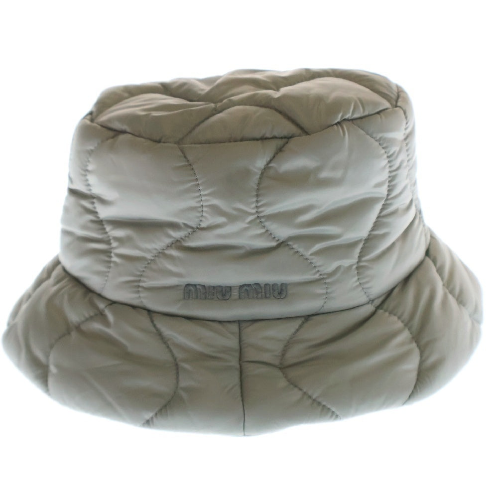 miumiu(ミュウミュウ) 21AW Bucket Hat ロゴ刺繍ナイロンバケットハット グレー レディース 5HC196 2DQI