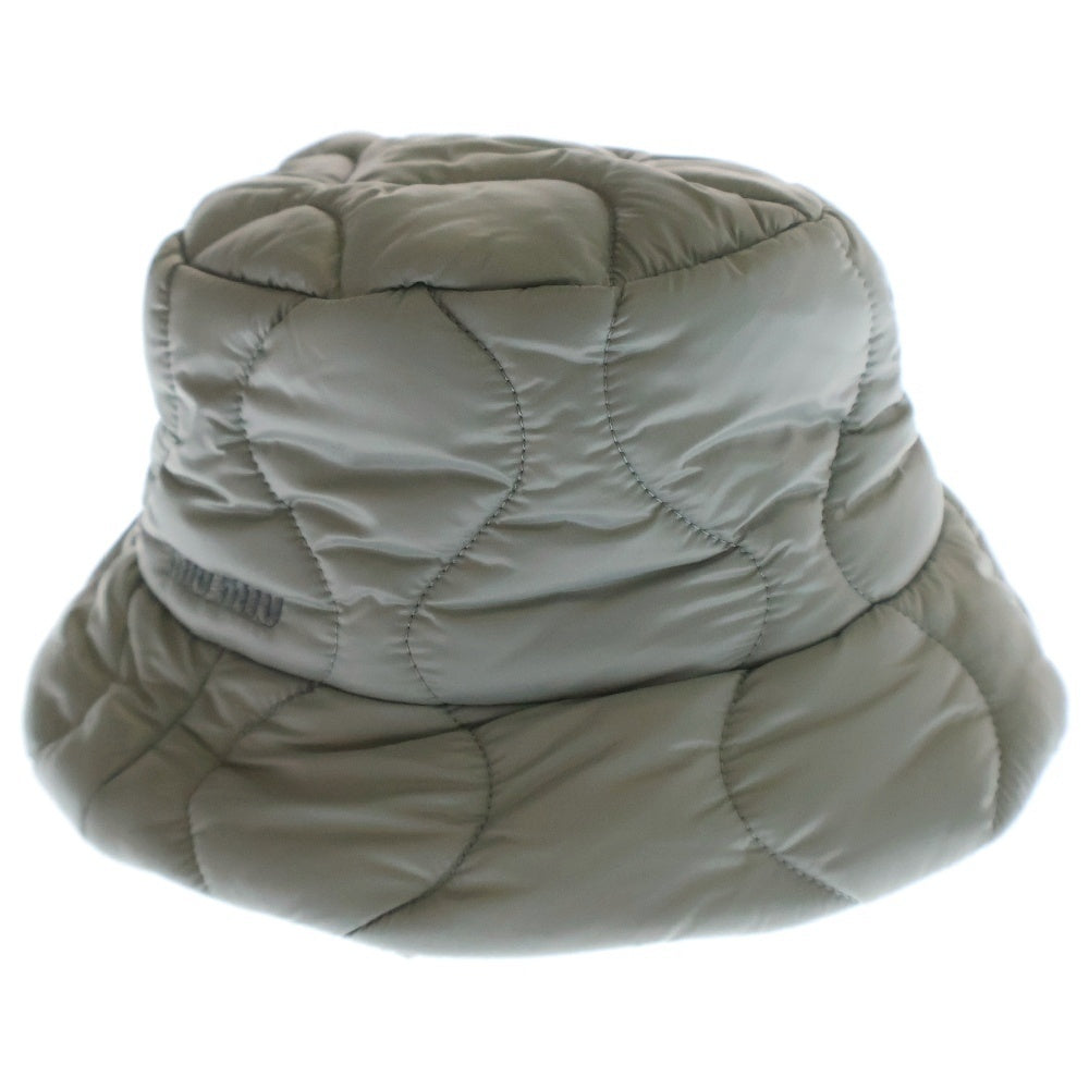 miumiu(ミュウミュウ) 21AW Bucket Hat ロゴ刺繍ナイロンバケットハット グレー レディース 5HC196 2DQI