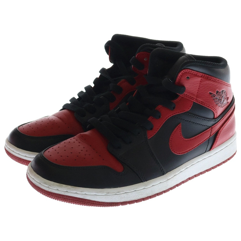 NIKE(ナイキ) AIR JORDAN 1 MID BRED エアジョーダン ブレッド ミッドカットスニーカー ブラック/レッド US8.5/26.5cm 554724-074