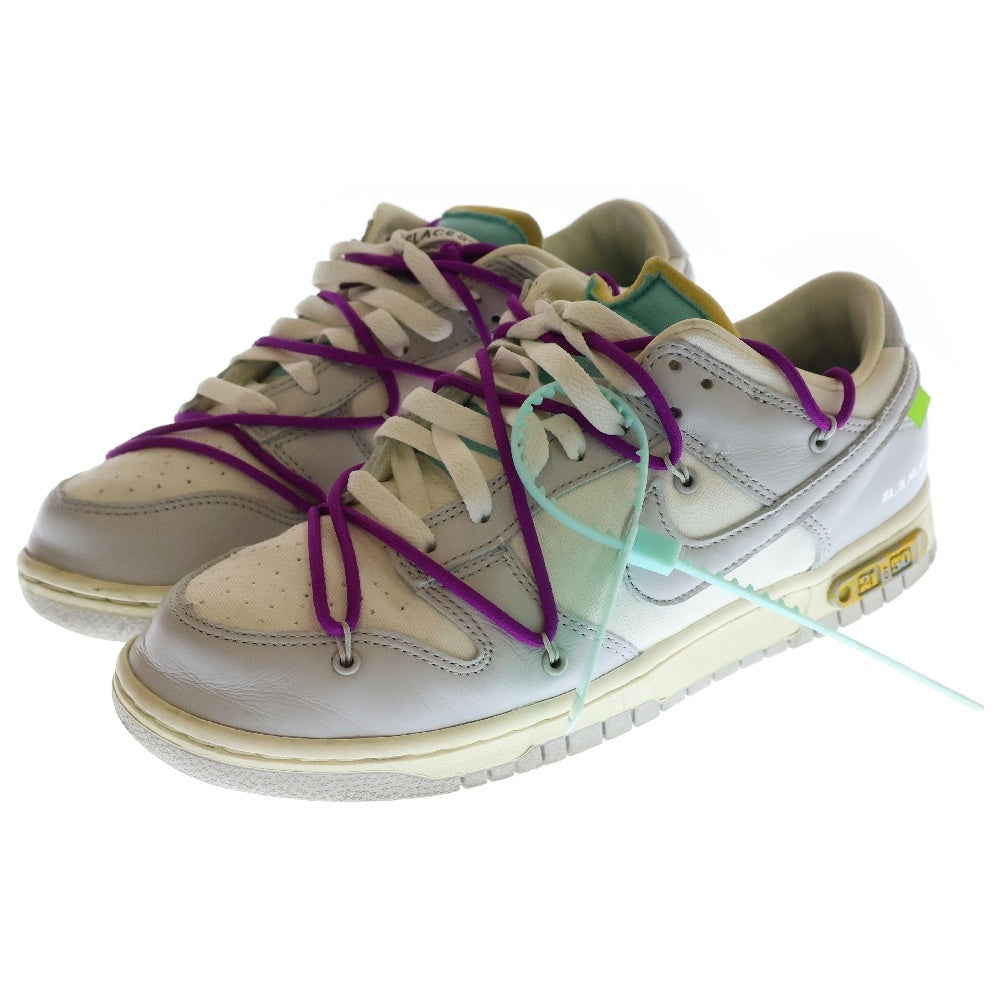 NIKE(ナイキ) ×OFF-WHITE DUNK LOW 1 OF 50 21 オフホワイト ダンク ロット21 ローカットスニーカー ホワイト/グレー US9.5/27.5cm DM1602-100