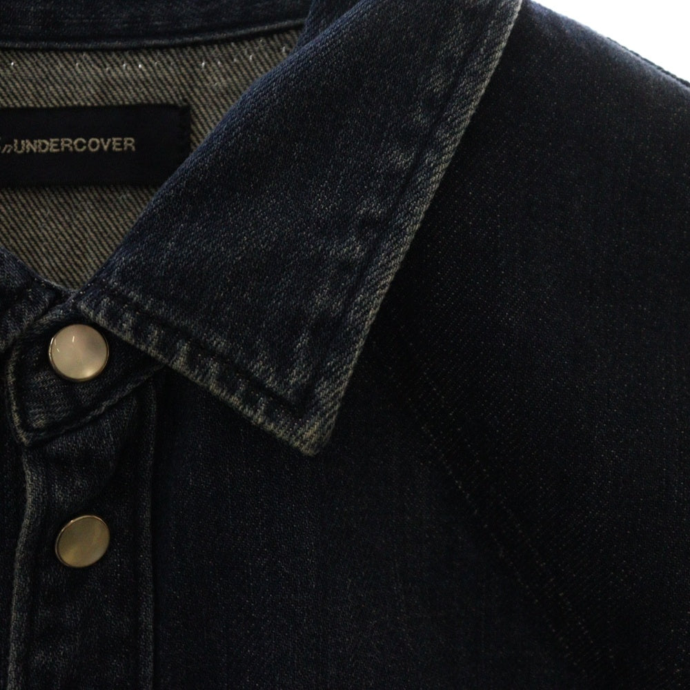 John UNDERCOVER(ジョン アンダーカバー) ギャバPTドッキング デニムロングシャツ 長袖シャツ ブルー JUT4407