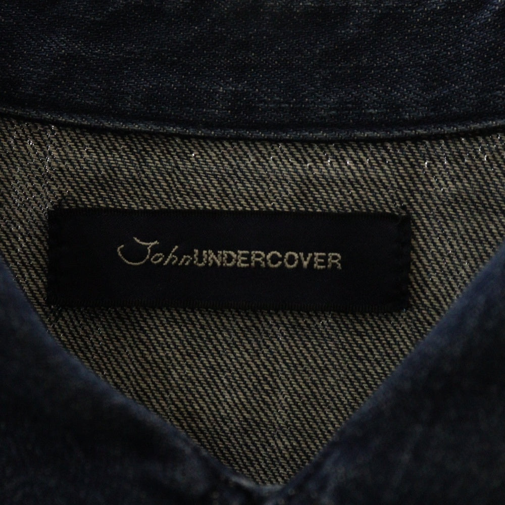 John UNDERCOVER(ジョン アンダーカバー) ギャバPTドッキング デニムロングシャツ 長袖シャツ ブルー JUT4407