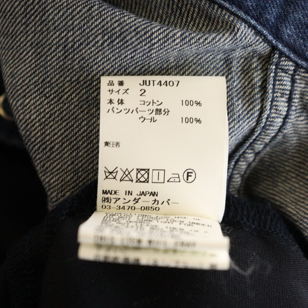 John UNDERCOVER(ジョン アンダーカバー) ギャバPTドッキング デニムロングシャツ 長袖シャツ ブルー JUT4407